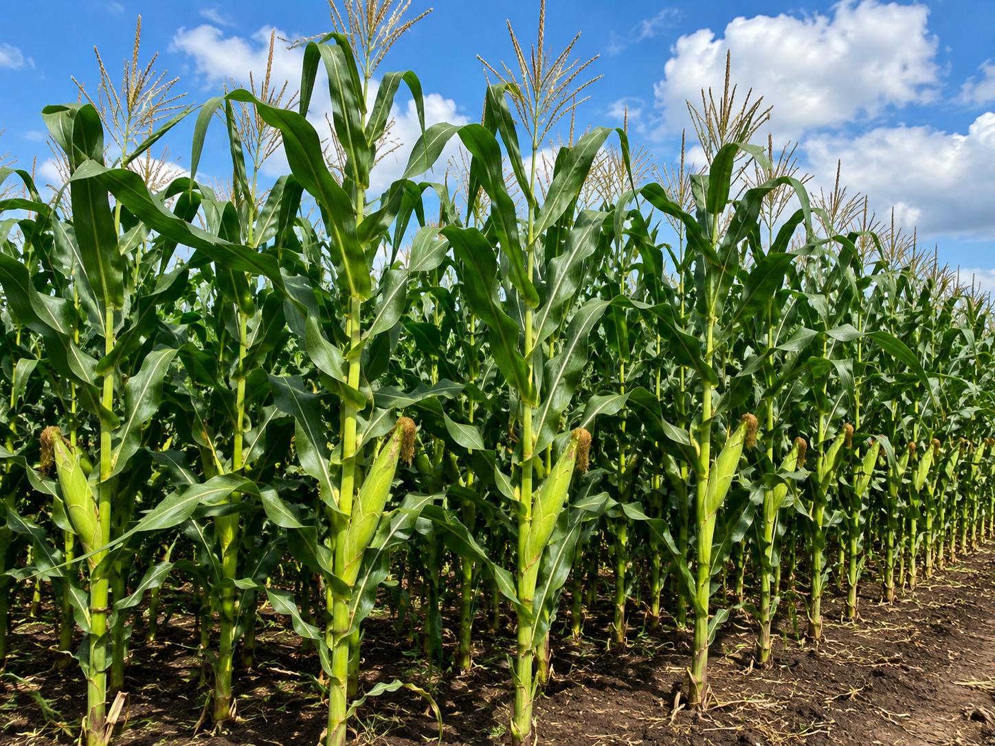 Healthy crop field representing crop management products